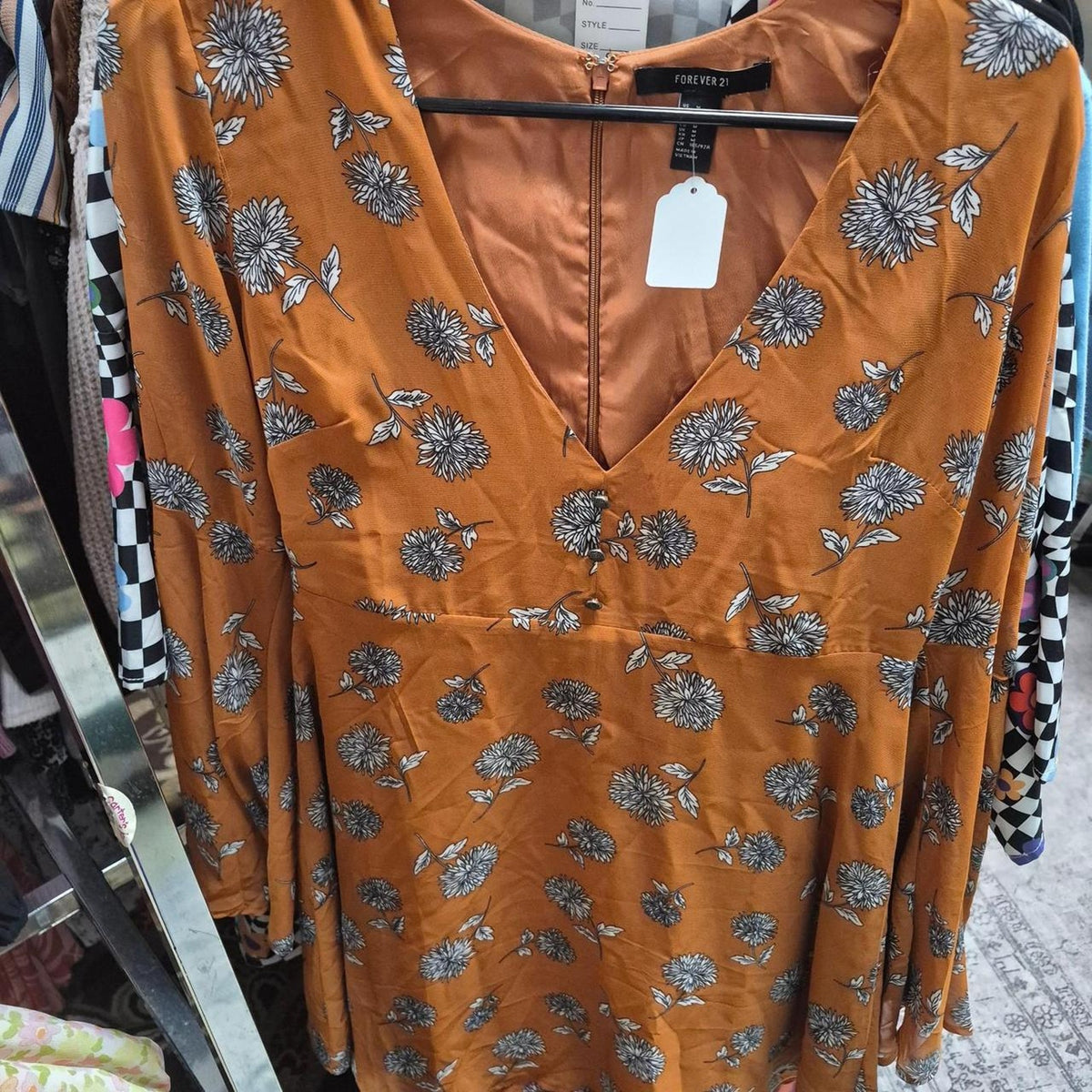 Forever 21 orange floral blouse
