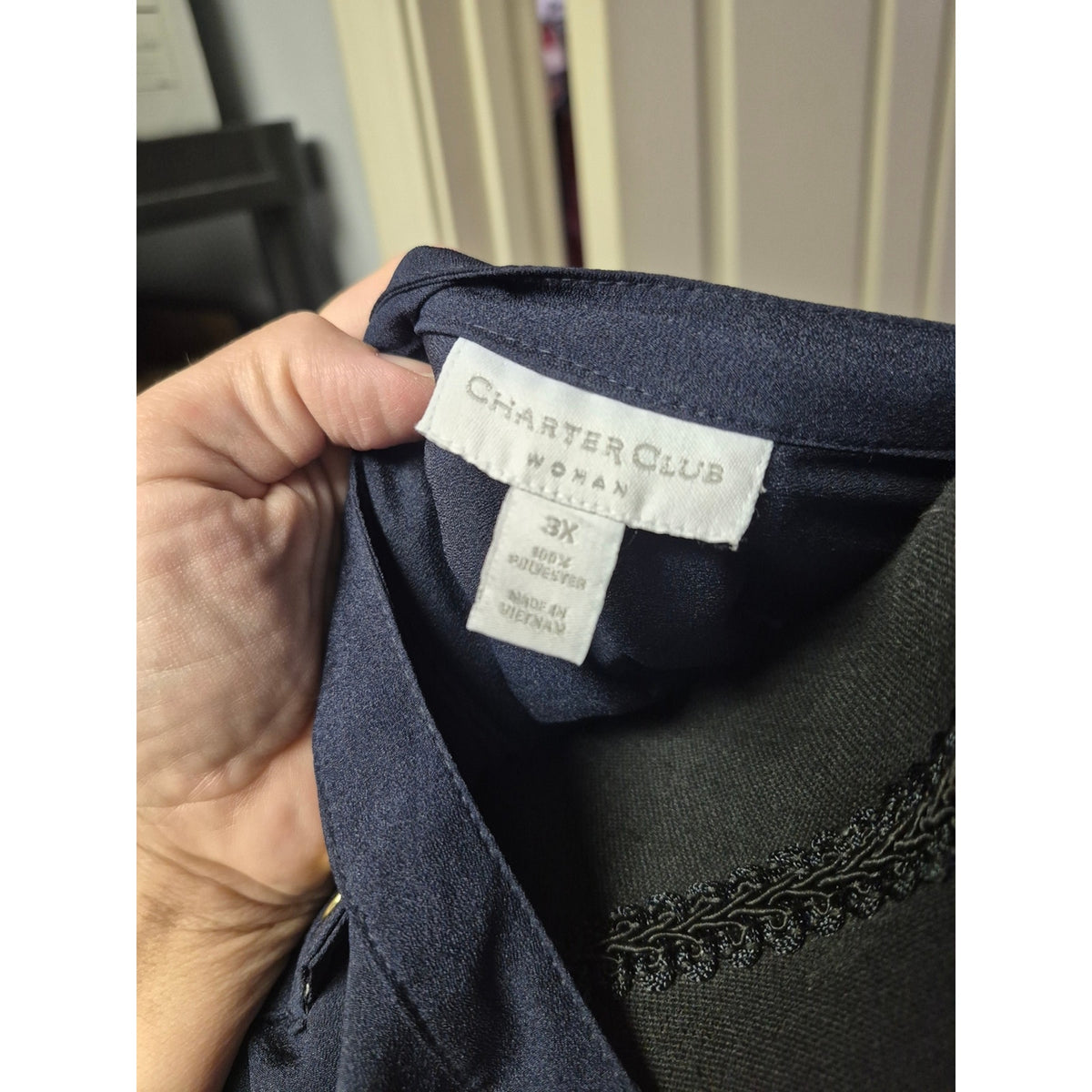 Charter Club Navy Gold-Button Casual Button-Down Shirt