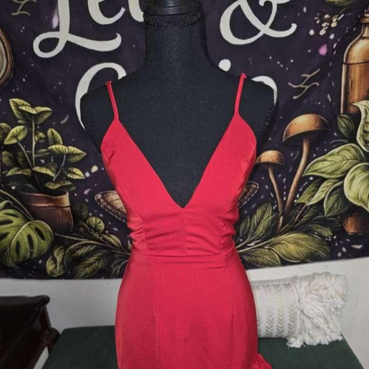 Red bodycon dress with spaghetti