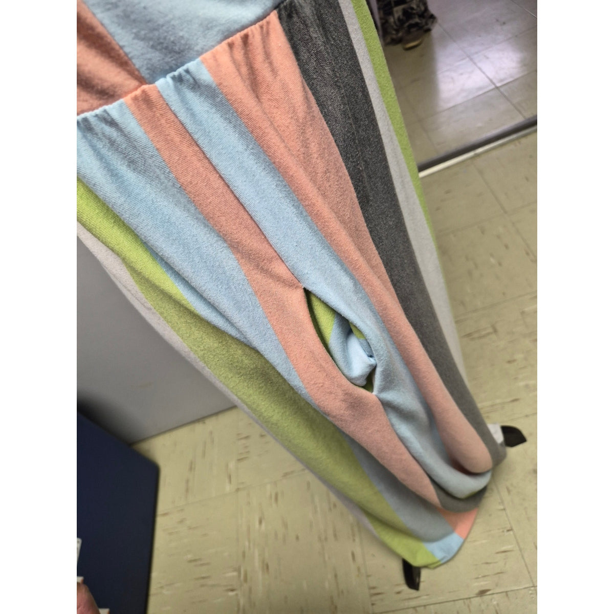 Sleeveless Pastel Stripe Maxi Dress in Pink, Gray, Blue & Green