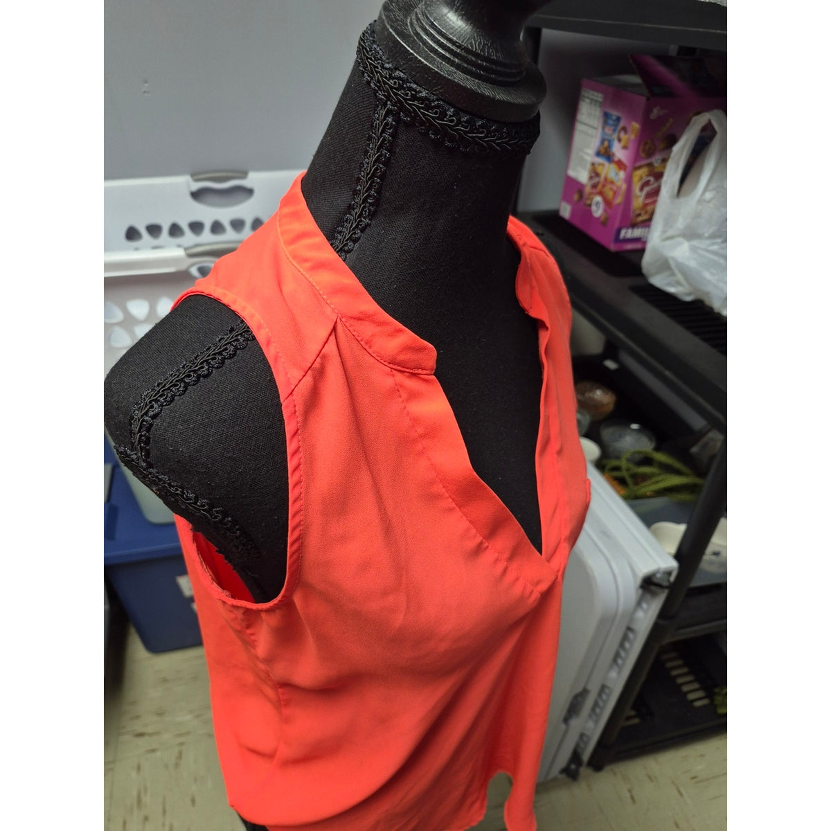 Lush Coral V-Neck Sleeveless Blouse