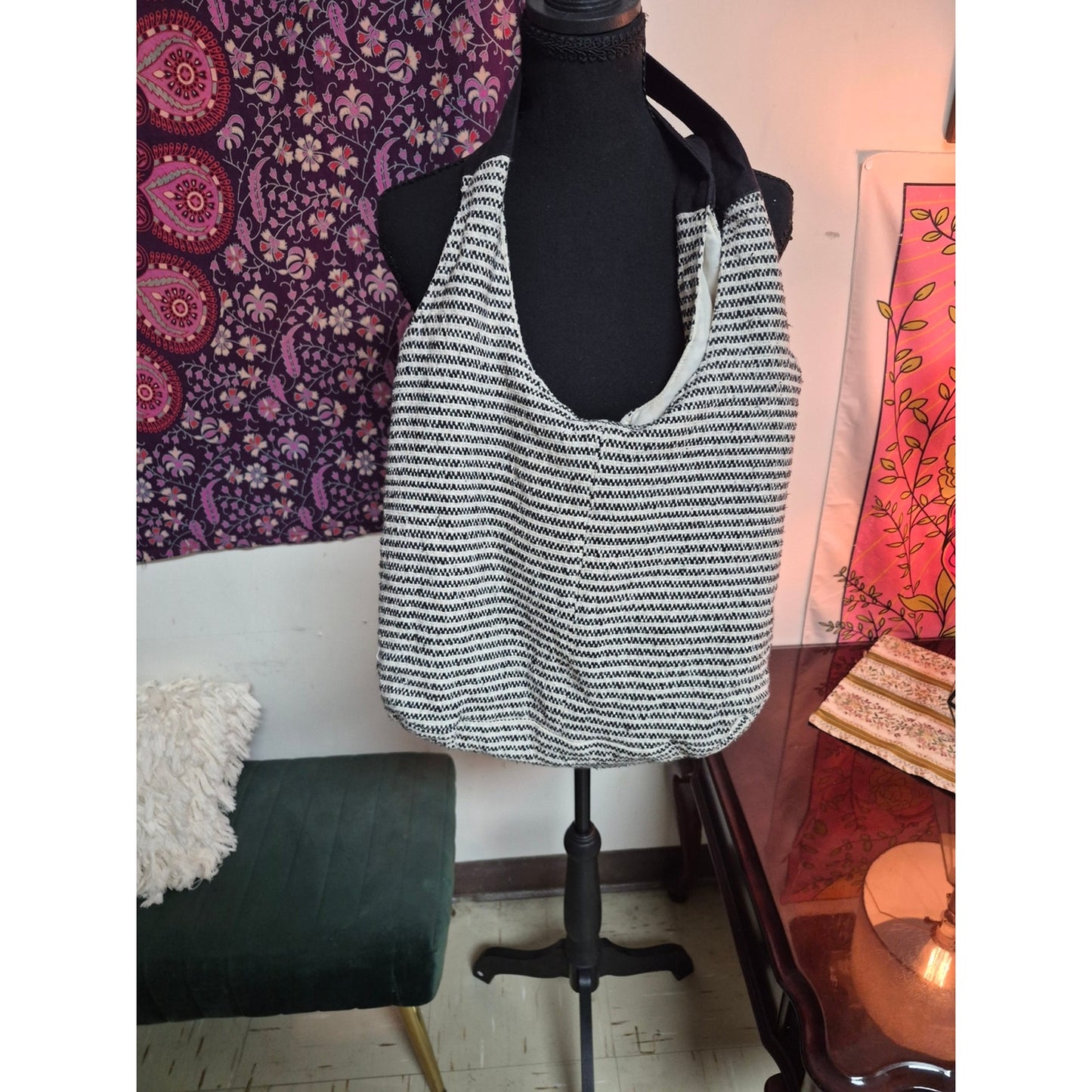 Black & White Striped Purse