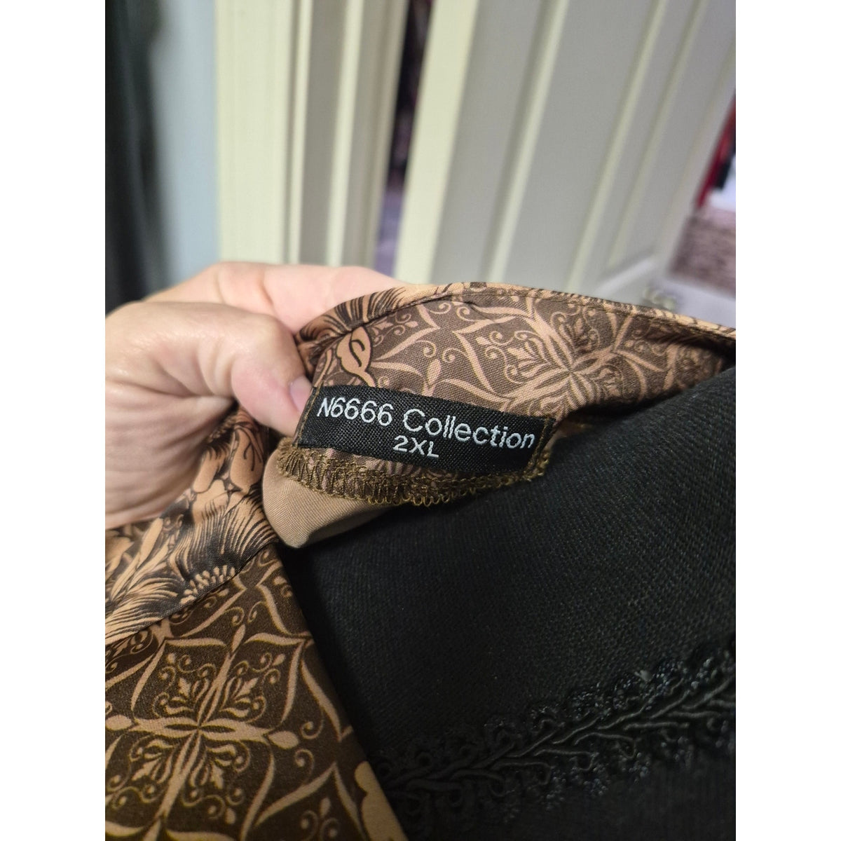 Women's Brown Floral Satin Blouse with Ruffle Detail