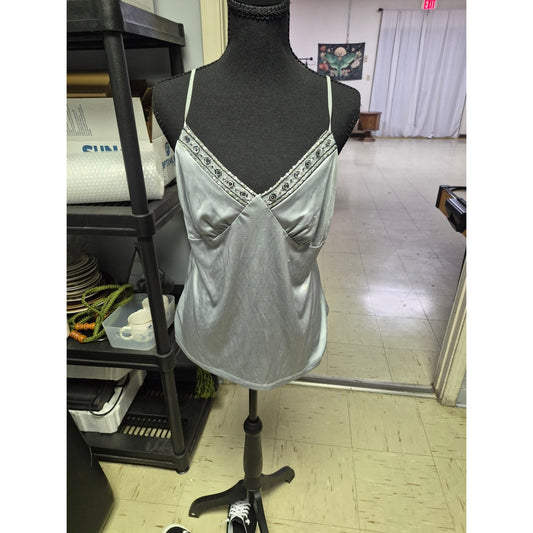 Weavers Silver Lace-Trim Satin Camisole