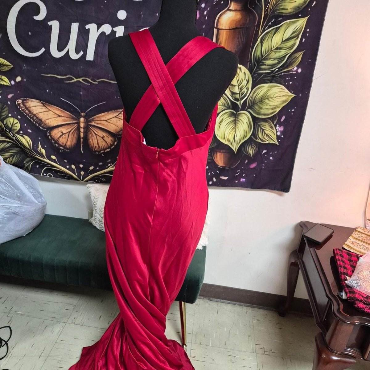 Red maxi dress with a