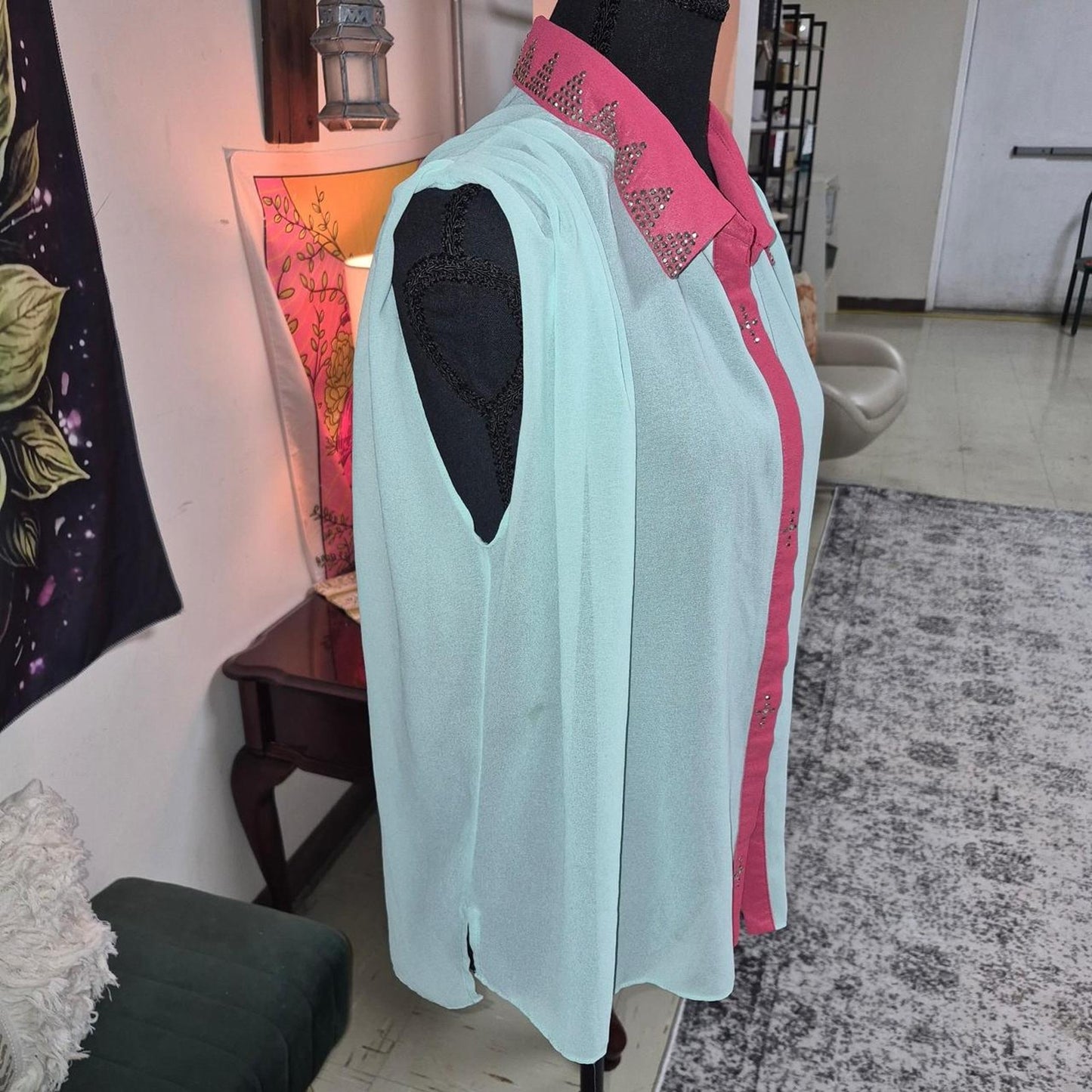 70s style light blue and