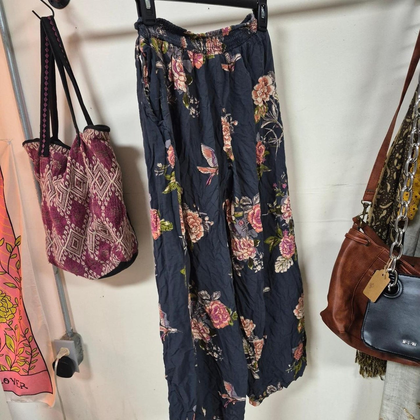 gray floral pants