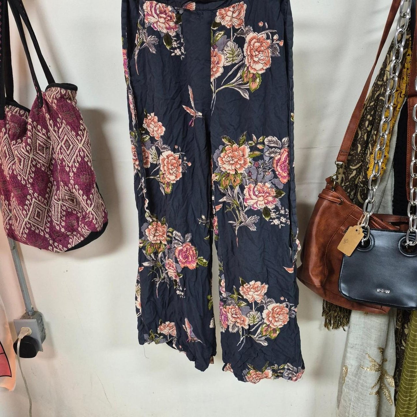 gray floral pants