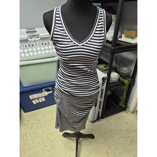 a new day Navy and White Striped V-Neck Tank Dress