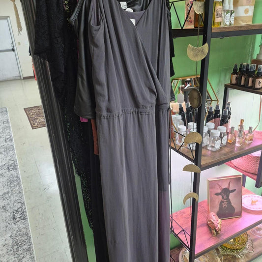 gray maxi dress with a