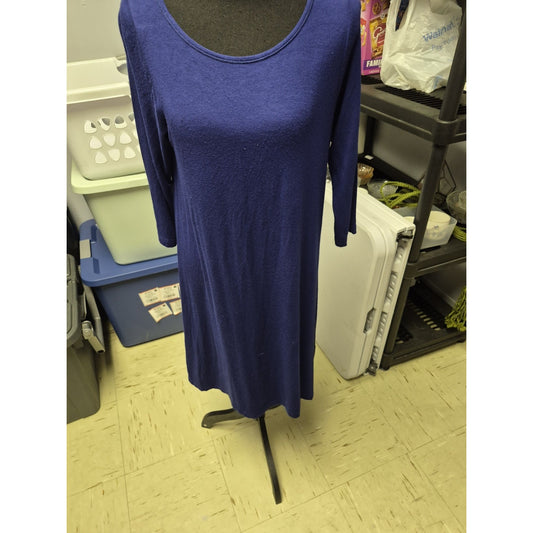 Dragonfly Blue Knit Scoop Neck 3/4 Sleeve Knee Length Sundress Size S