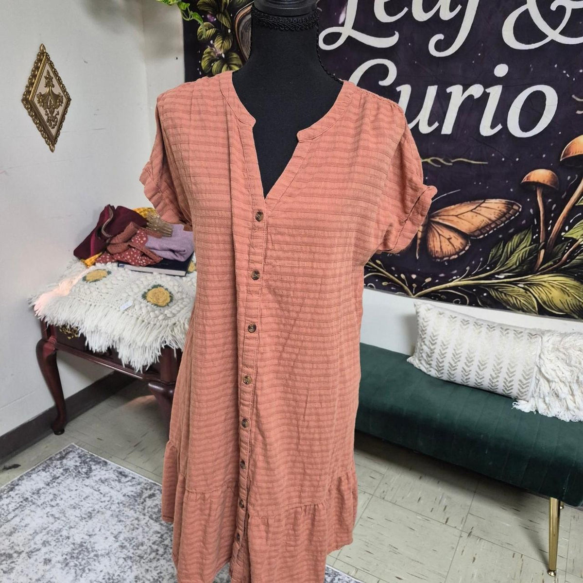 Pink orange button up