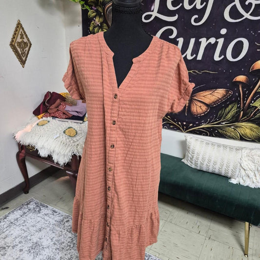 Pink orange button up