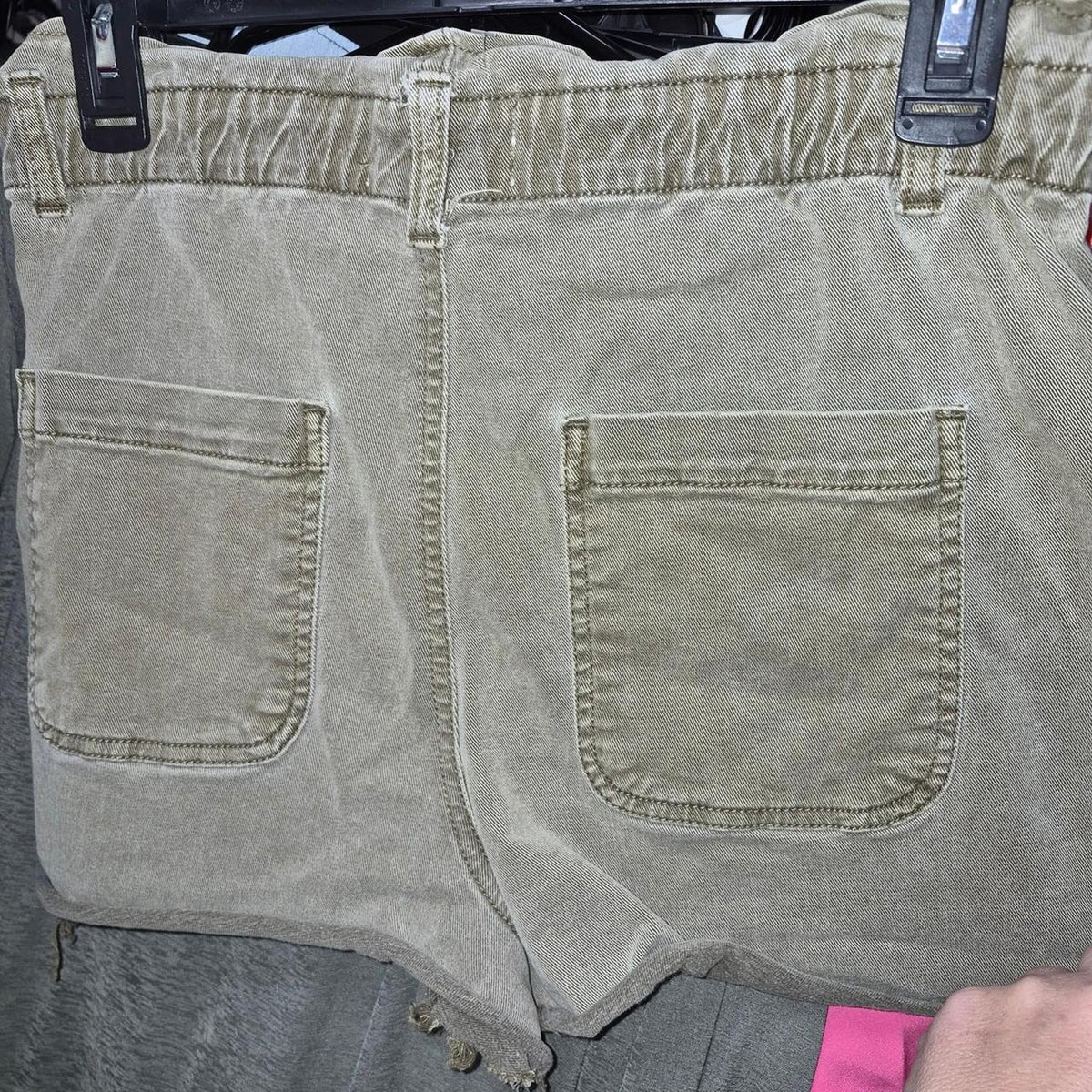 Olive green cargo shorts with