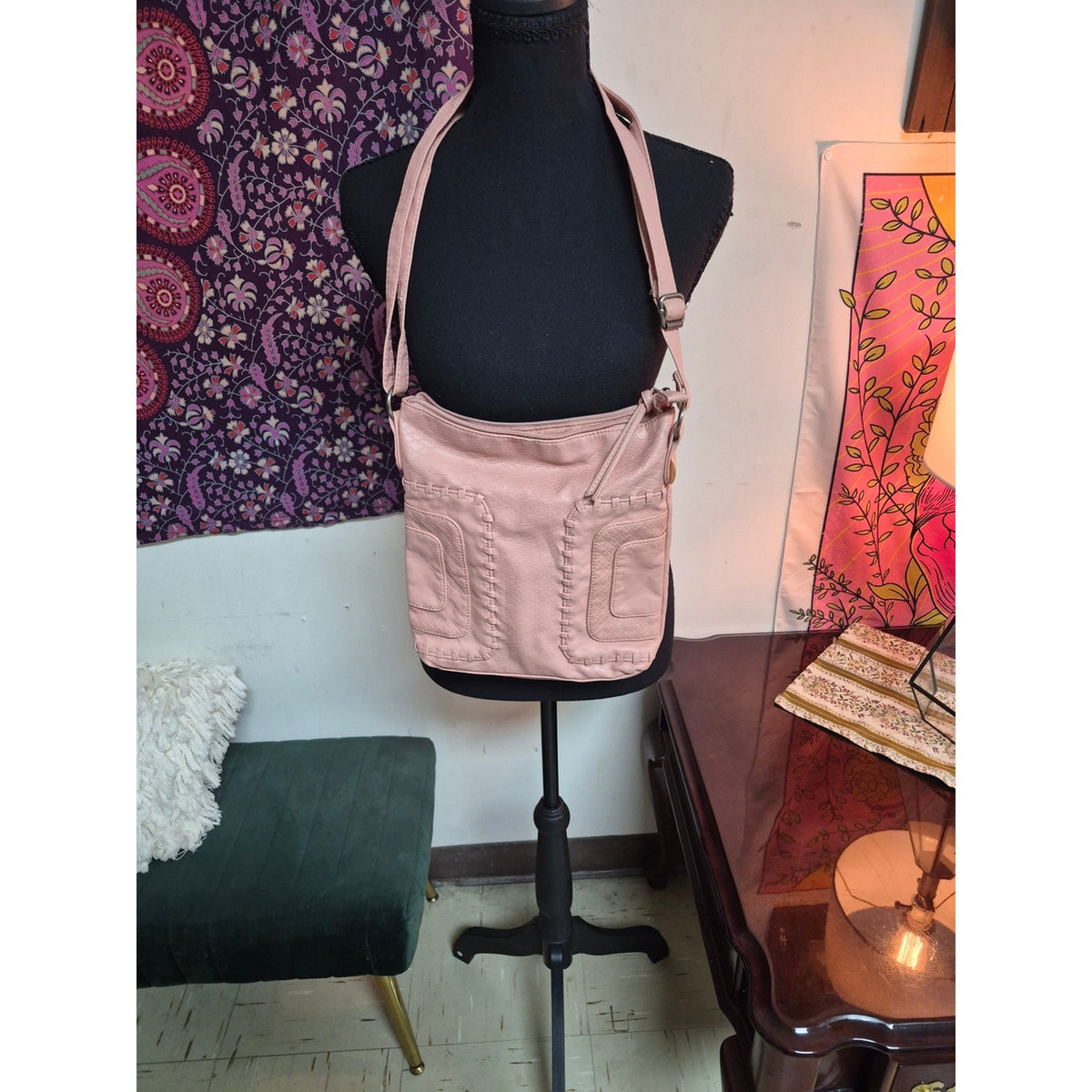 Soft Blush Crossbody Shoulder Bag - Women