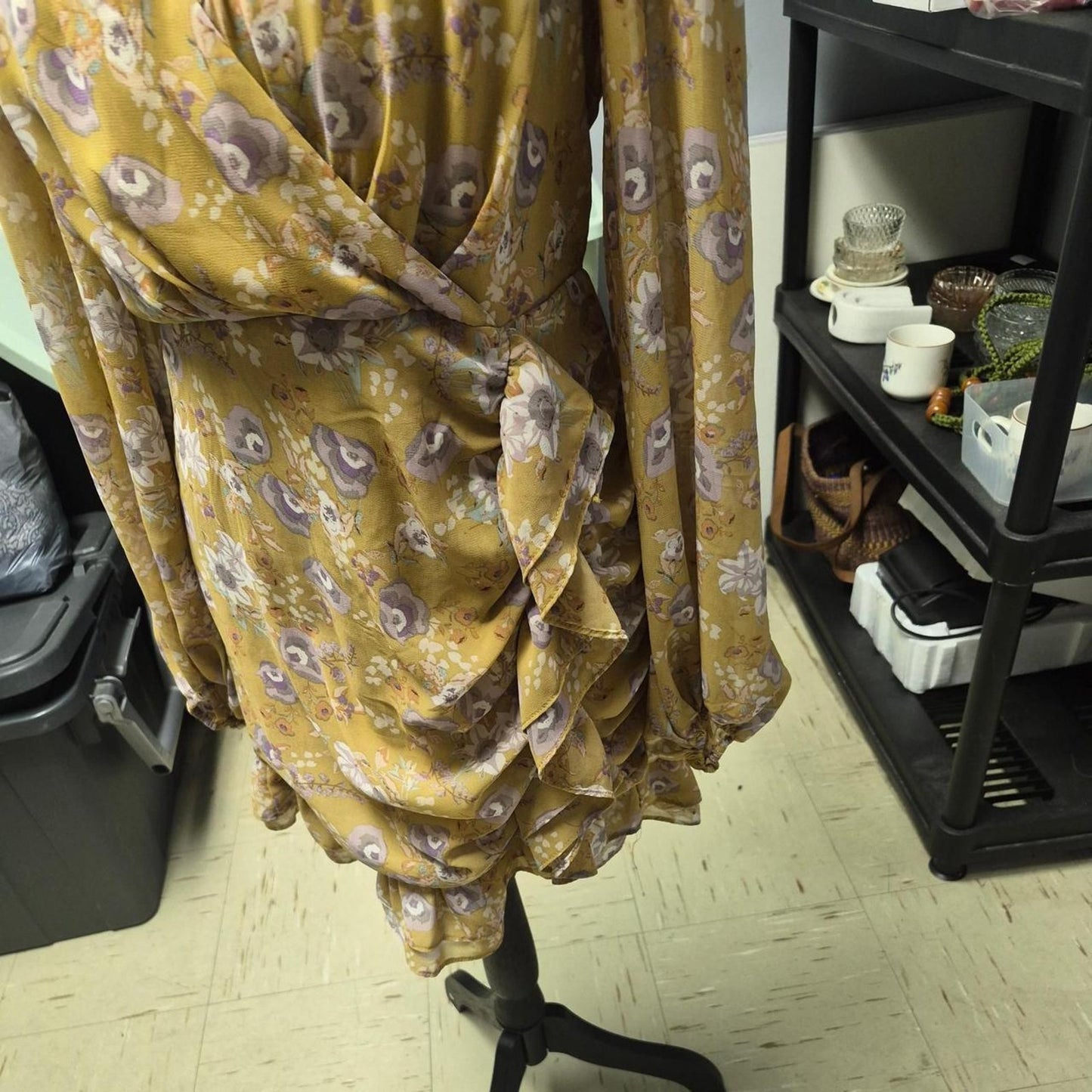 Loverieche yellow floral wrap dress