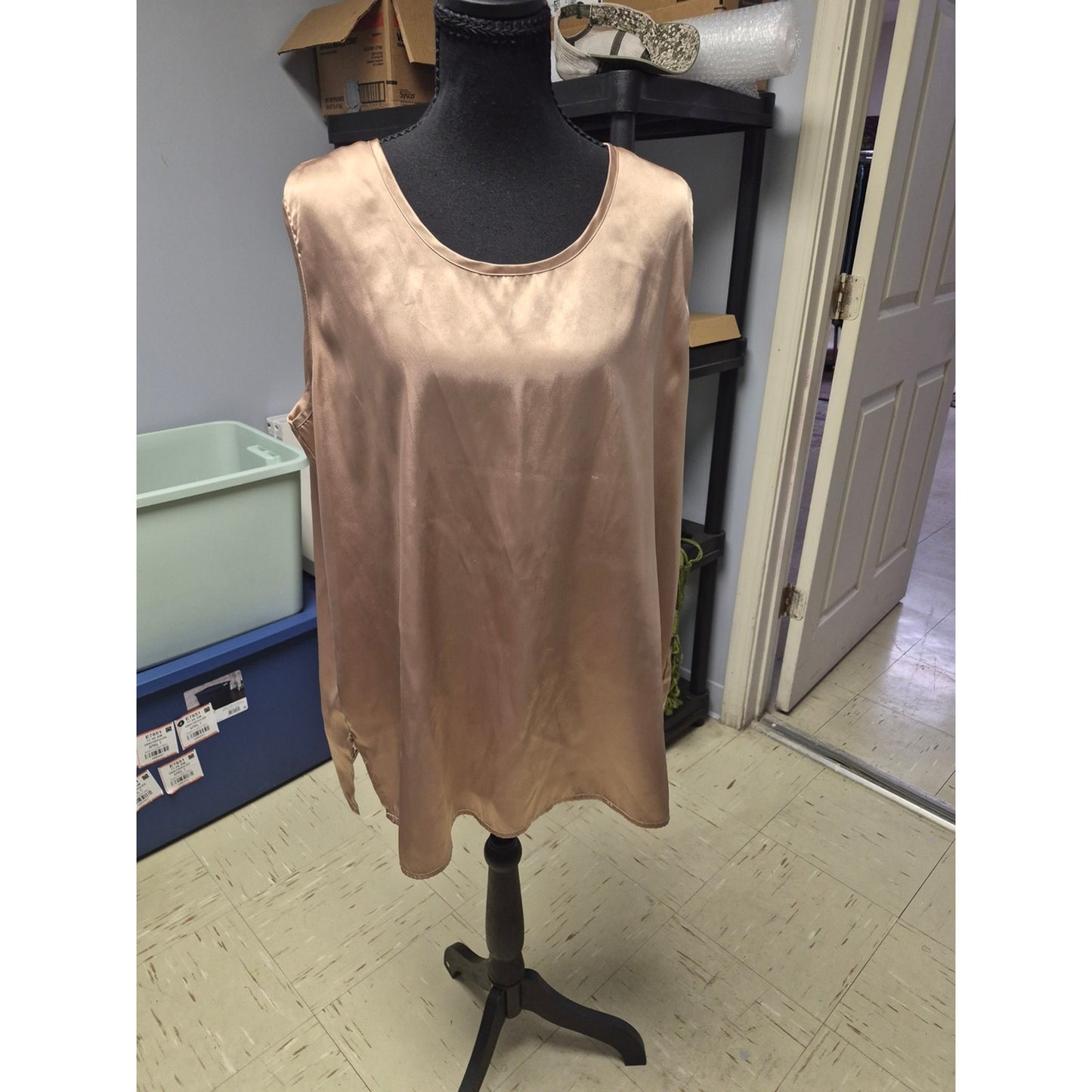 Studio C Satin Sleeveless Shell Top - Rose Gold