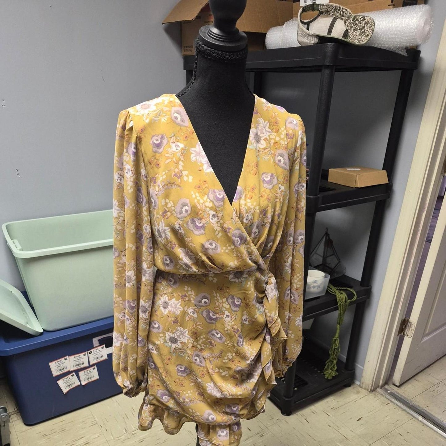 Loverieche yellow floral wrap dress
