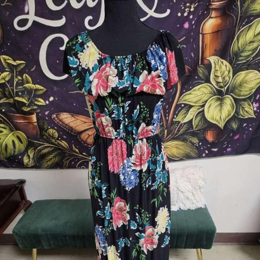 Black floral maxi dress with