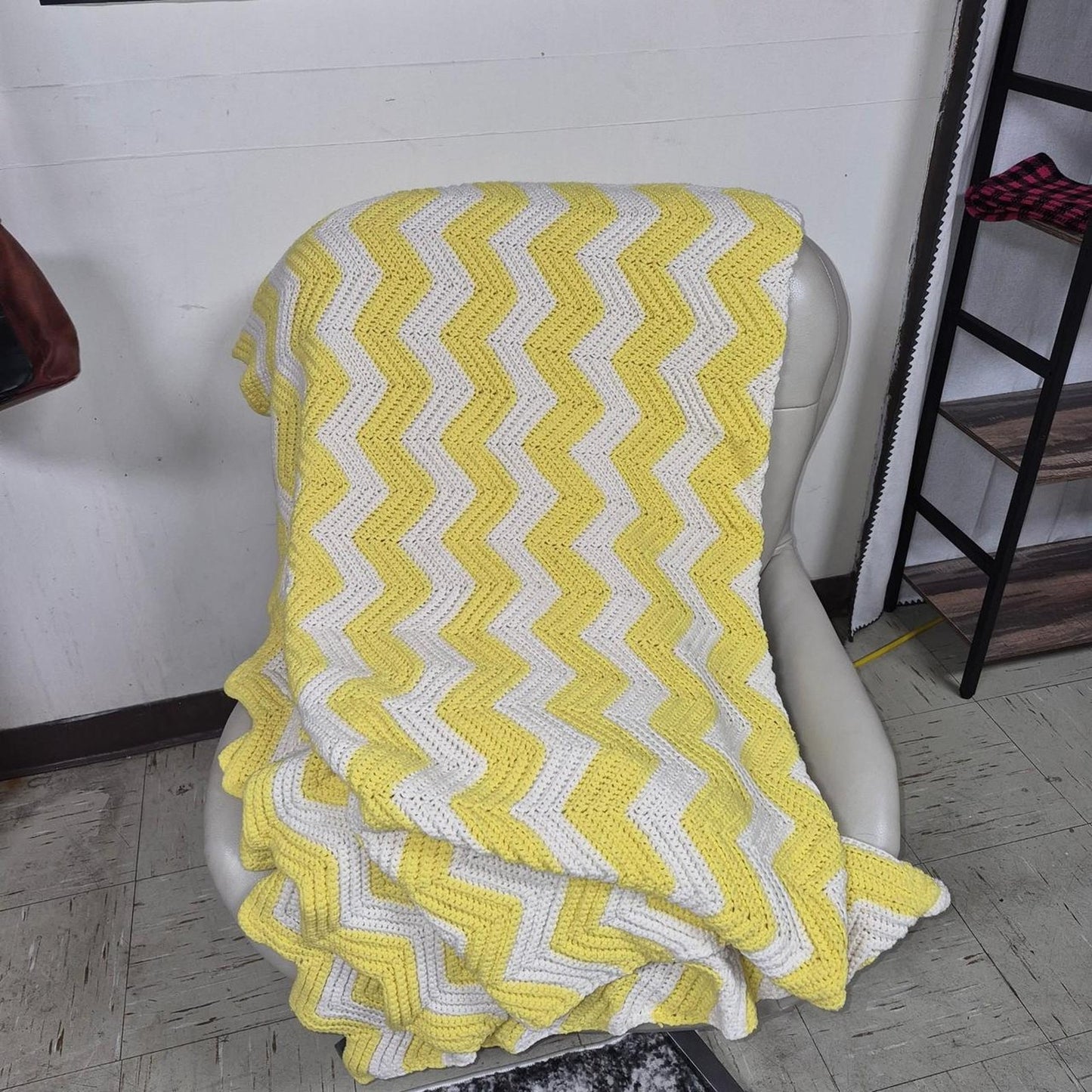 Handmade yellow and white chevron