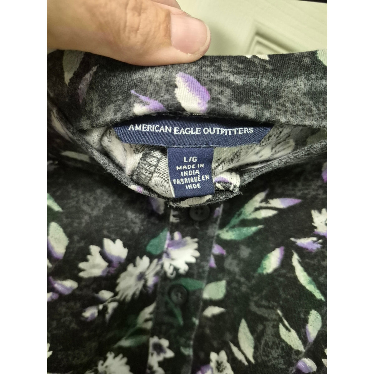 American Eagle Outfitters Black Floral Skater Skirt with Purple & White Flowers