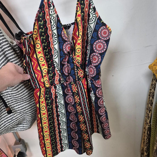 Multi colored boho dress with geometric