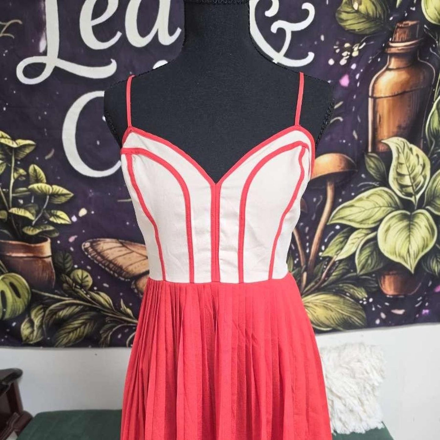 Red and white corset dress