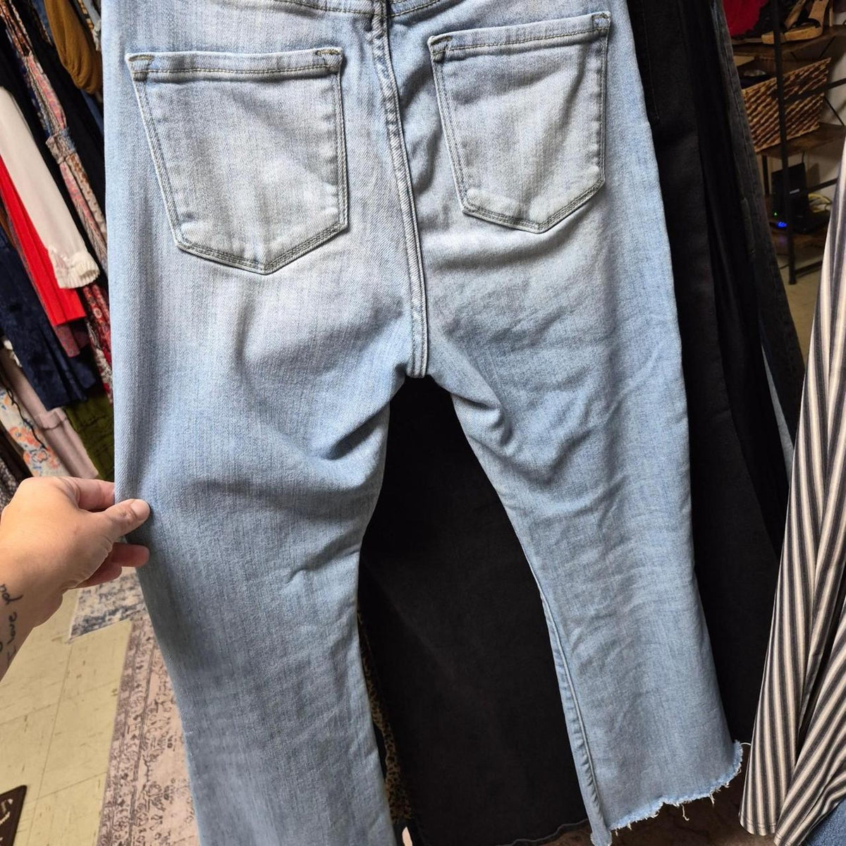 Light wash high waisted straight leg