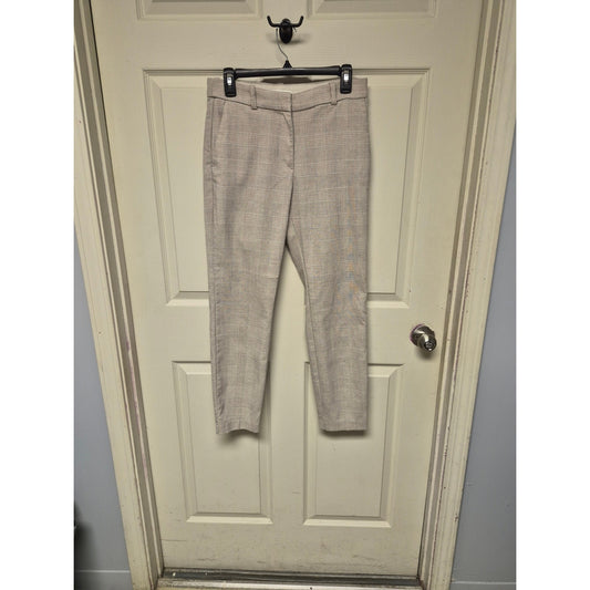 H&M Light Gray Plaid Cropped Dress Pants