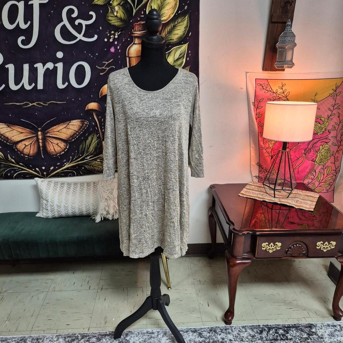 Gray heathered long sleeve dress