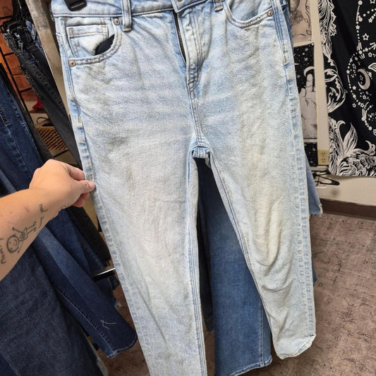 Light wash high waisted straight leg