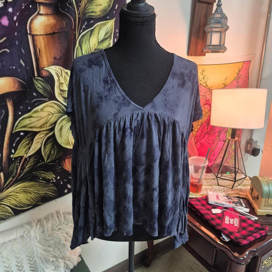 Navy blue tie dye blouse with