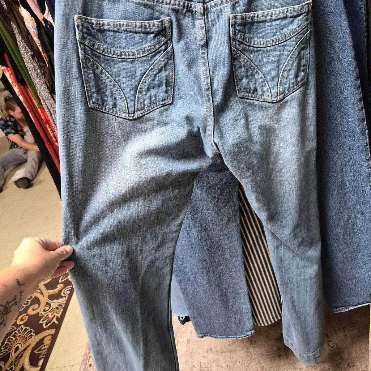 High waisted wide leg light wash denim
