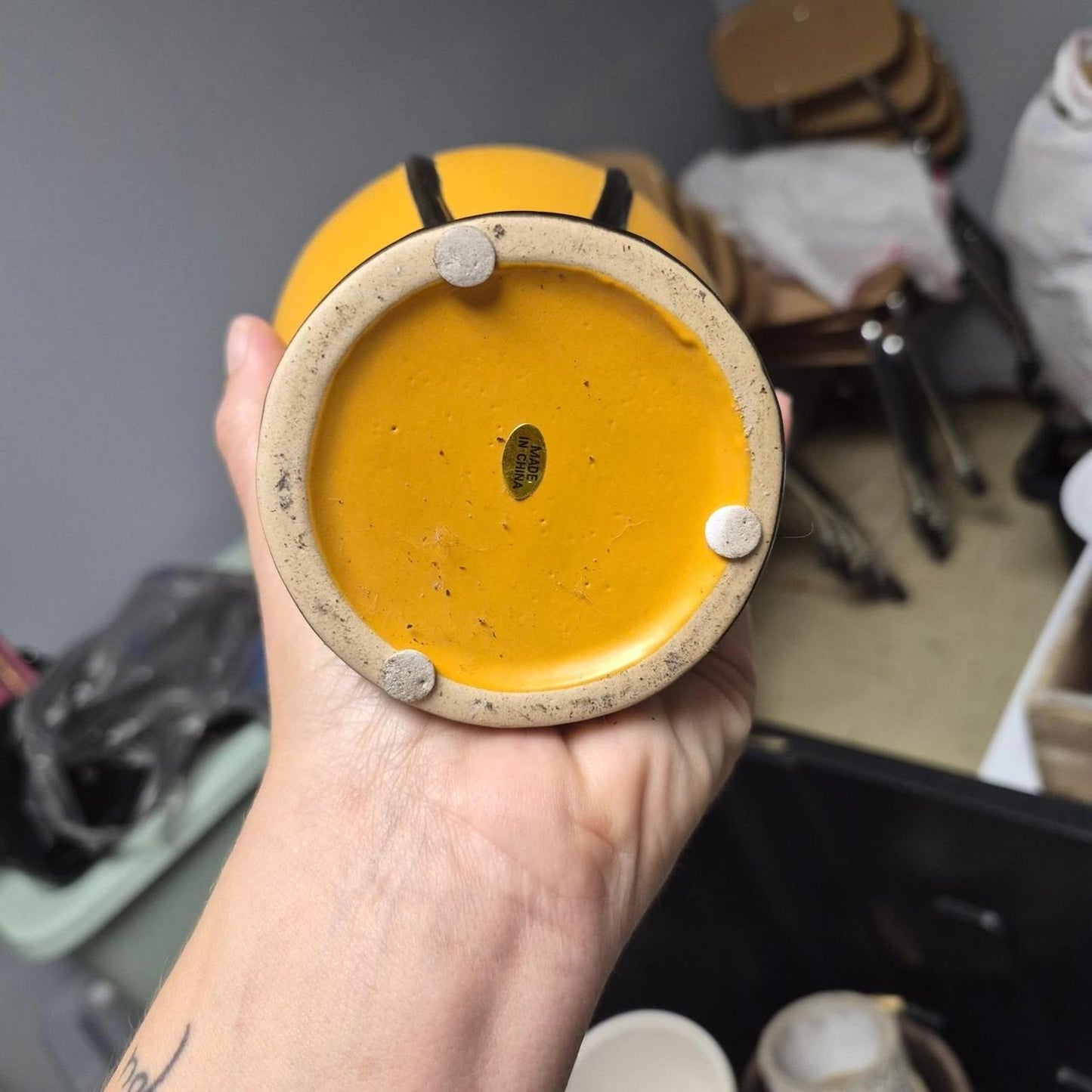 Yellow ceramic vase