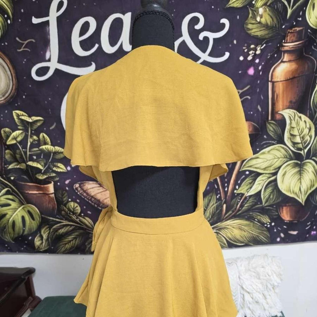Yellow wrap dress with tie