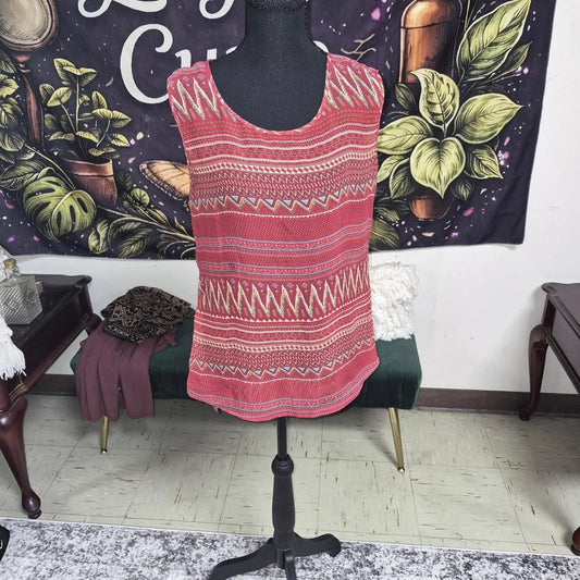 Red pink geometric patterned