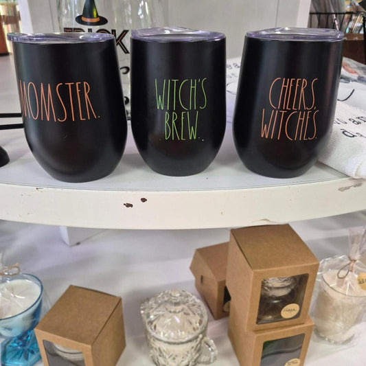 Black halloween tumbler set with