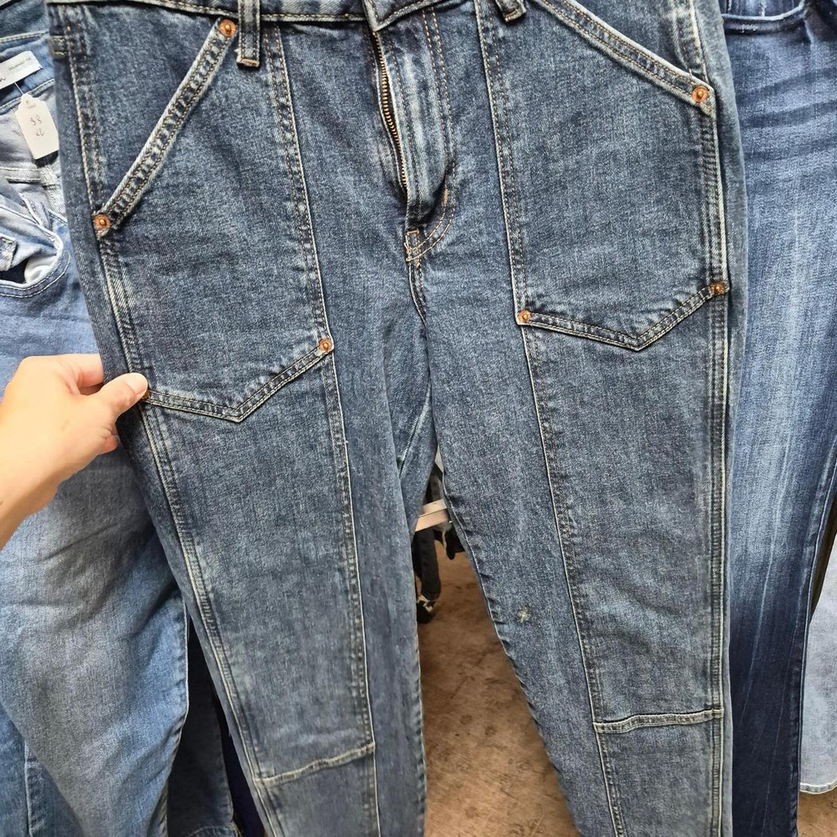 Blue denim jeans with a