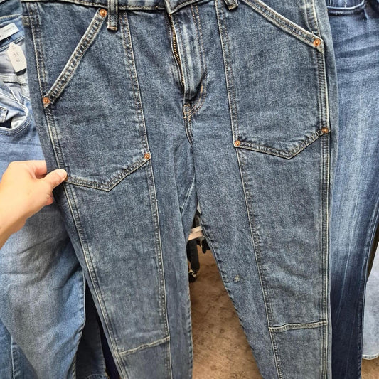 Blue denim jeans with a