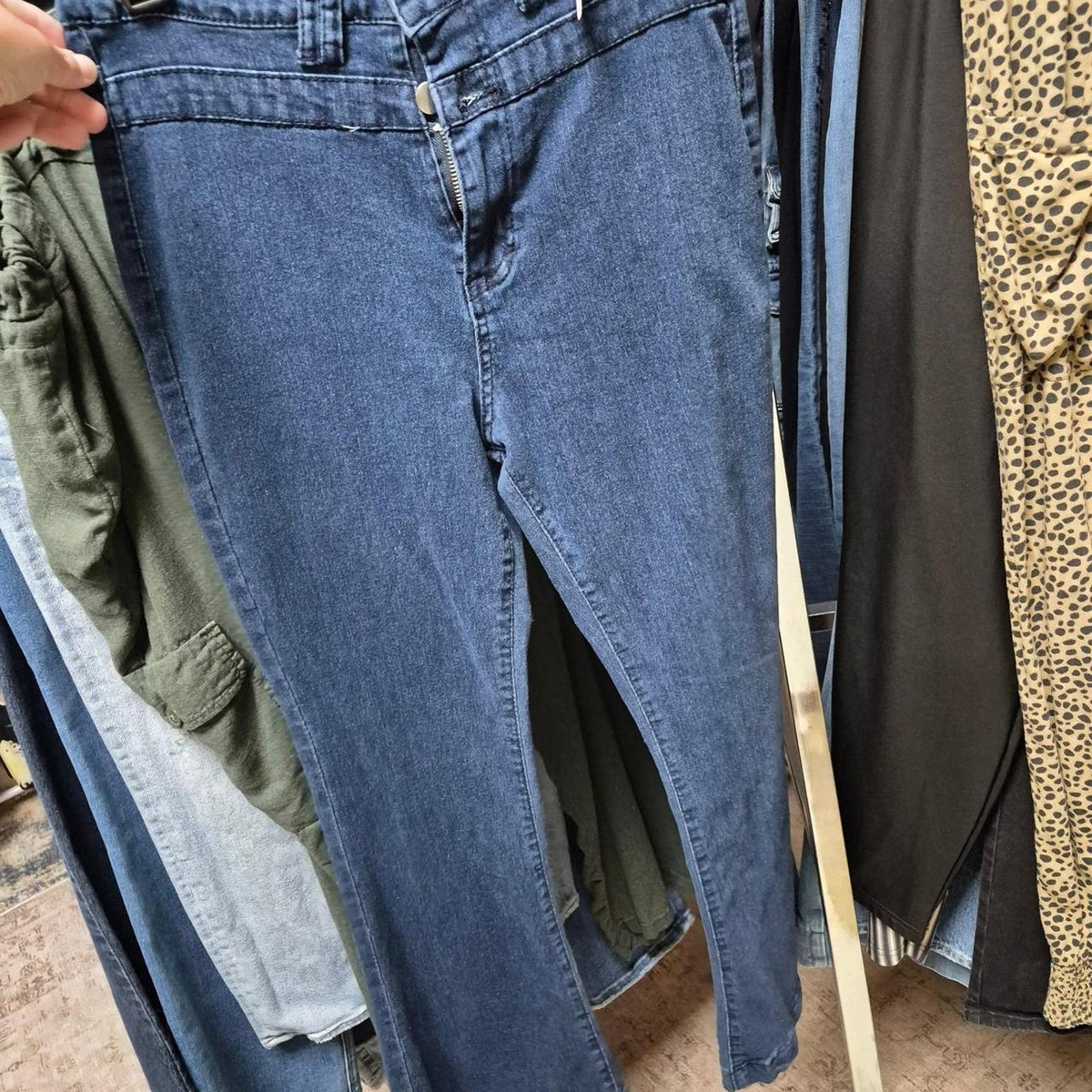 Blue denim jeans with a