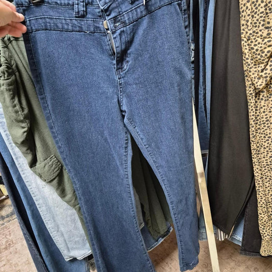 Blue denim jeans with a
