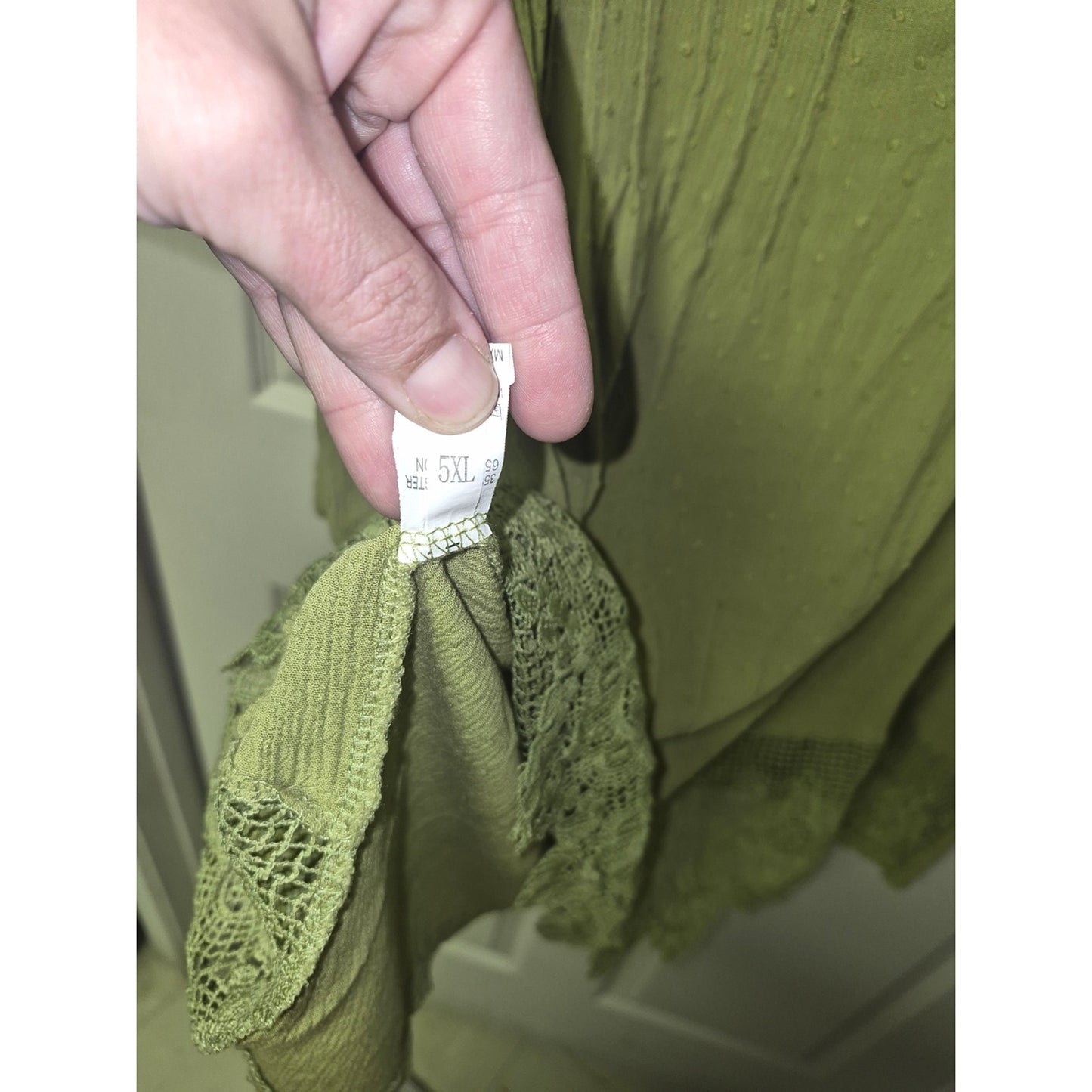 Olive Green Lace-Trim Tunic Top