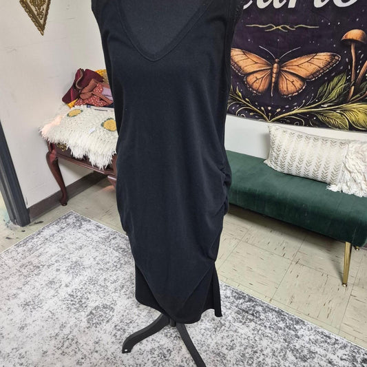 Black maxi dress with ruched