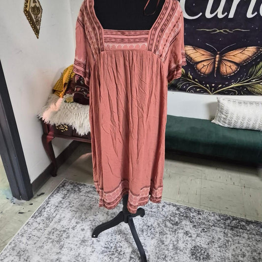 Pink red boho dress