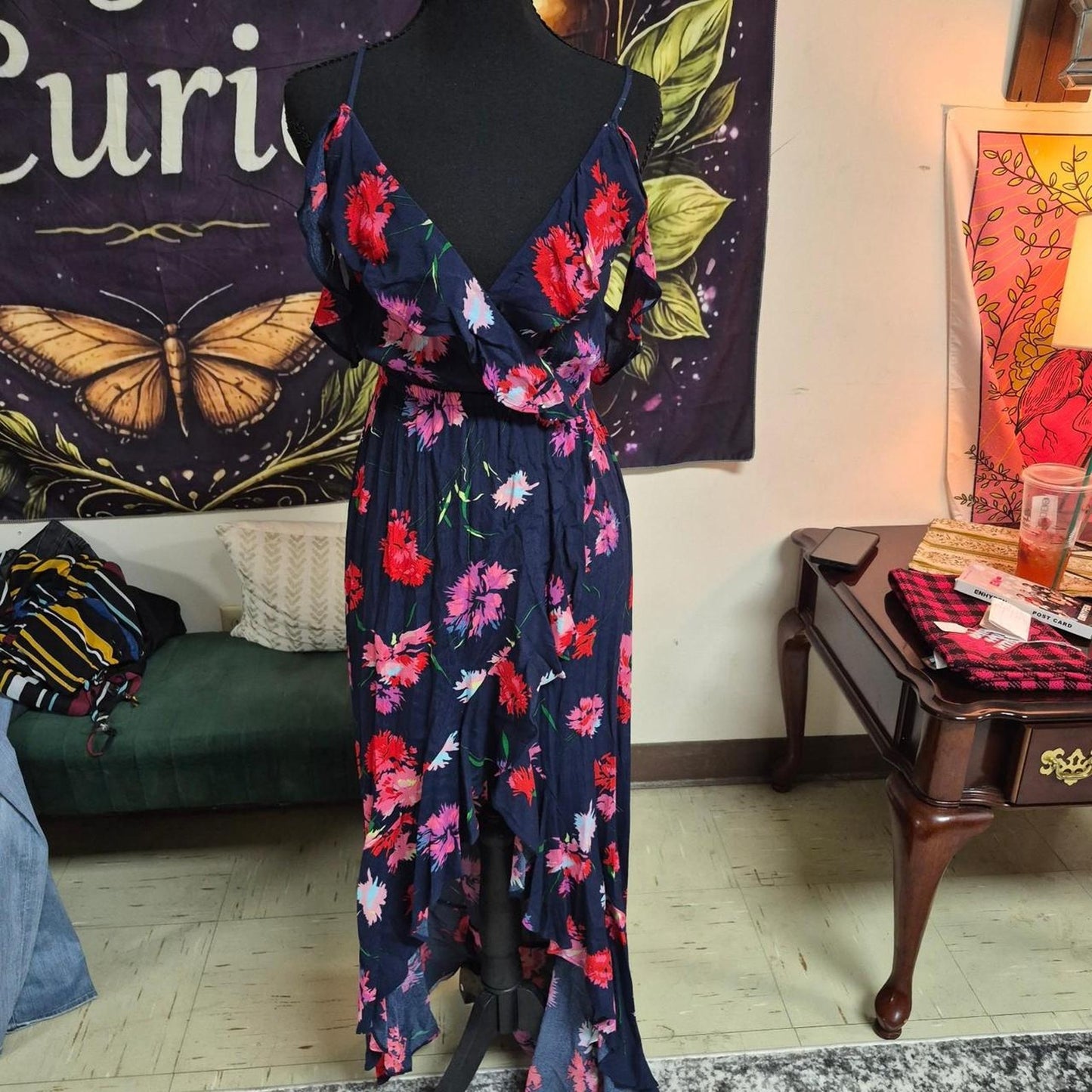 Navy blue floral maxi dress