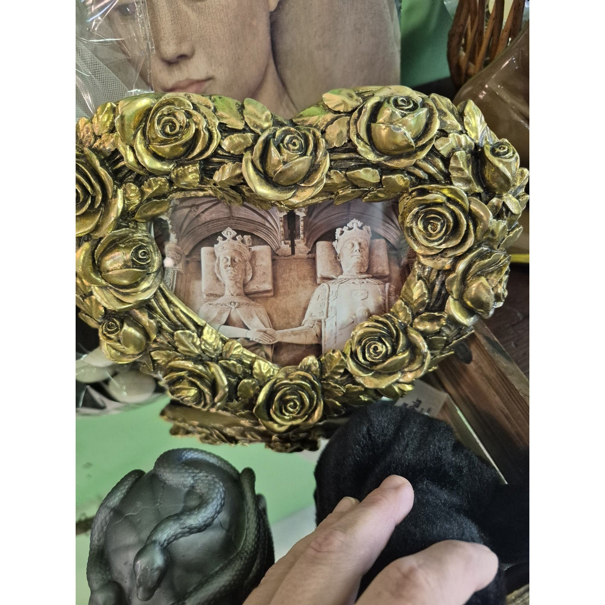 Gold Antique Gold Ornate Heart Floral Resin Photo Frame 6x6 Holds 3x3 1 Photo