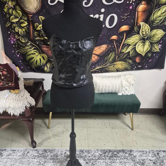 Black satin corset top with