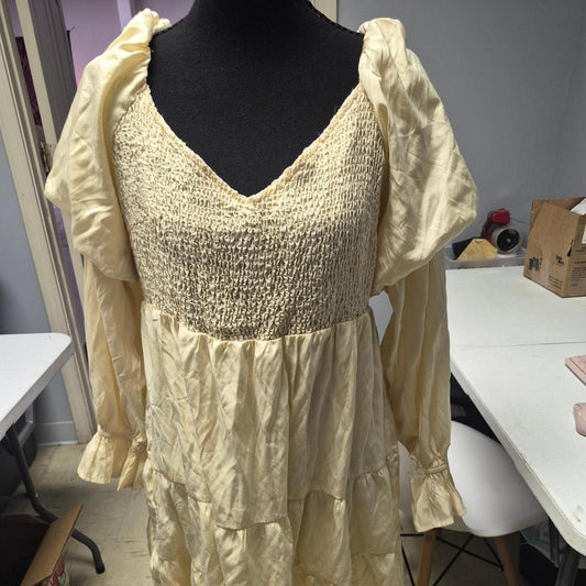 Yellow dress with shirred bodice