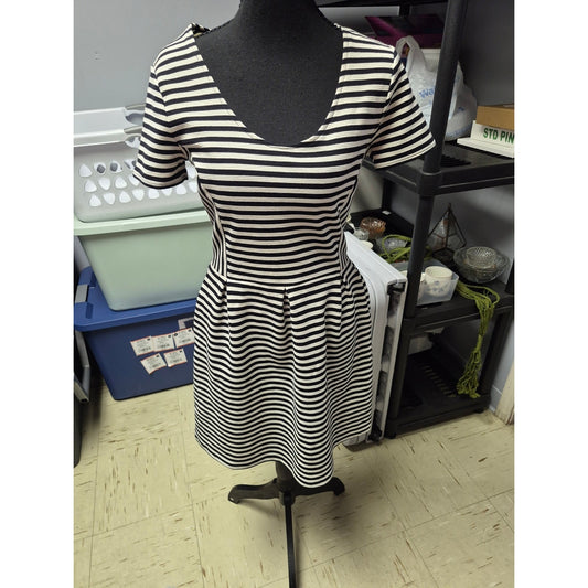 Madewell Black and White Striped Fit-and-Flare Dress