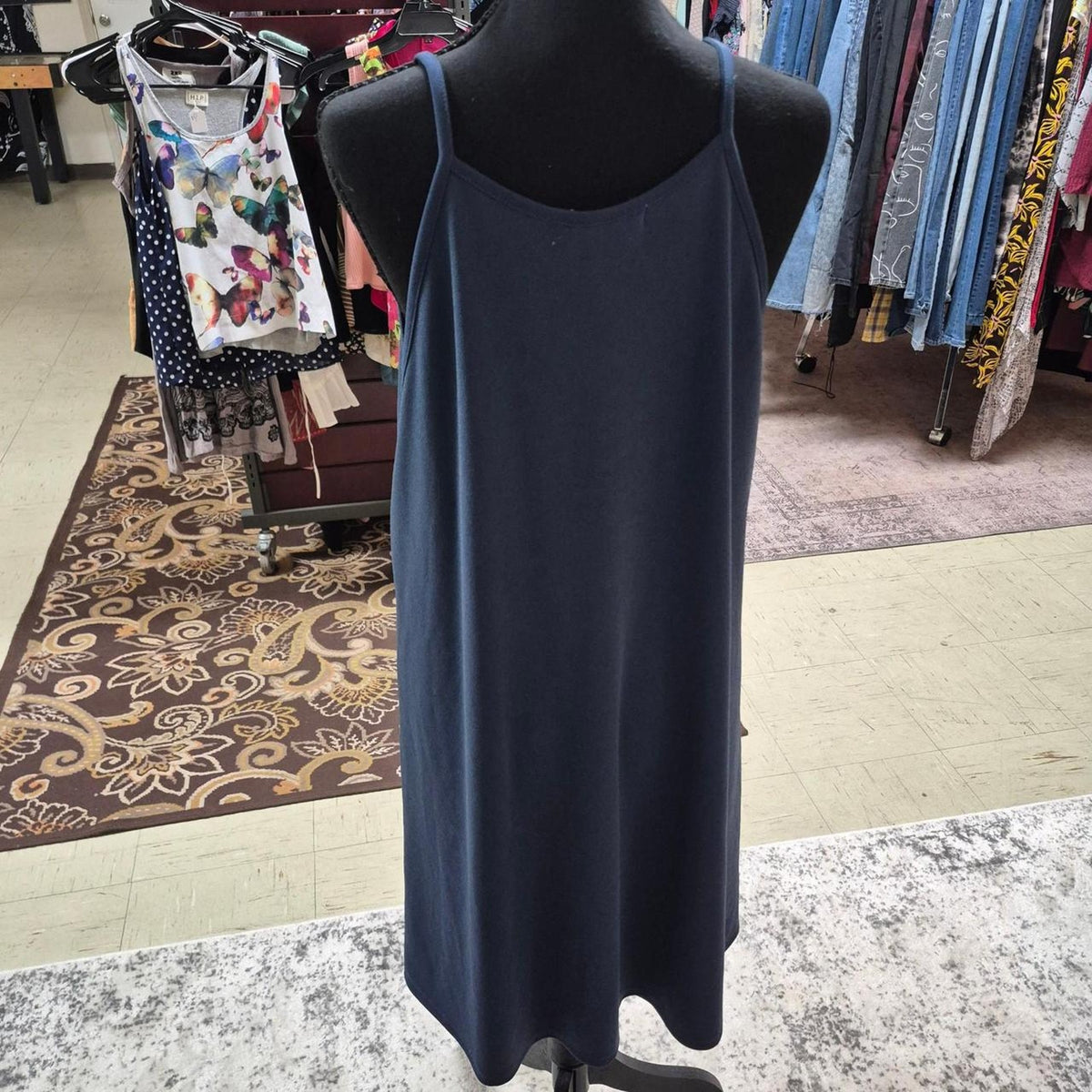 Navy blue midi slip dress
